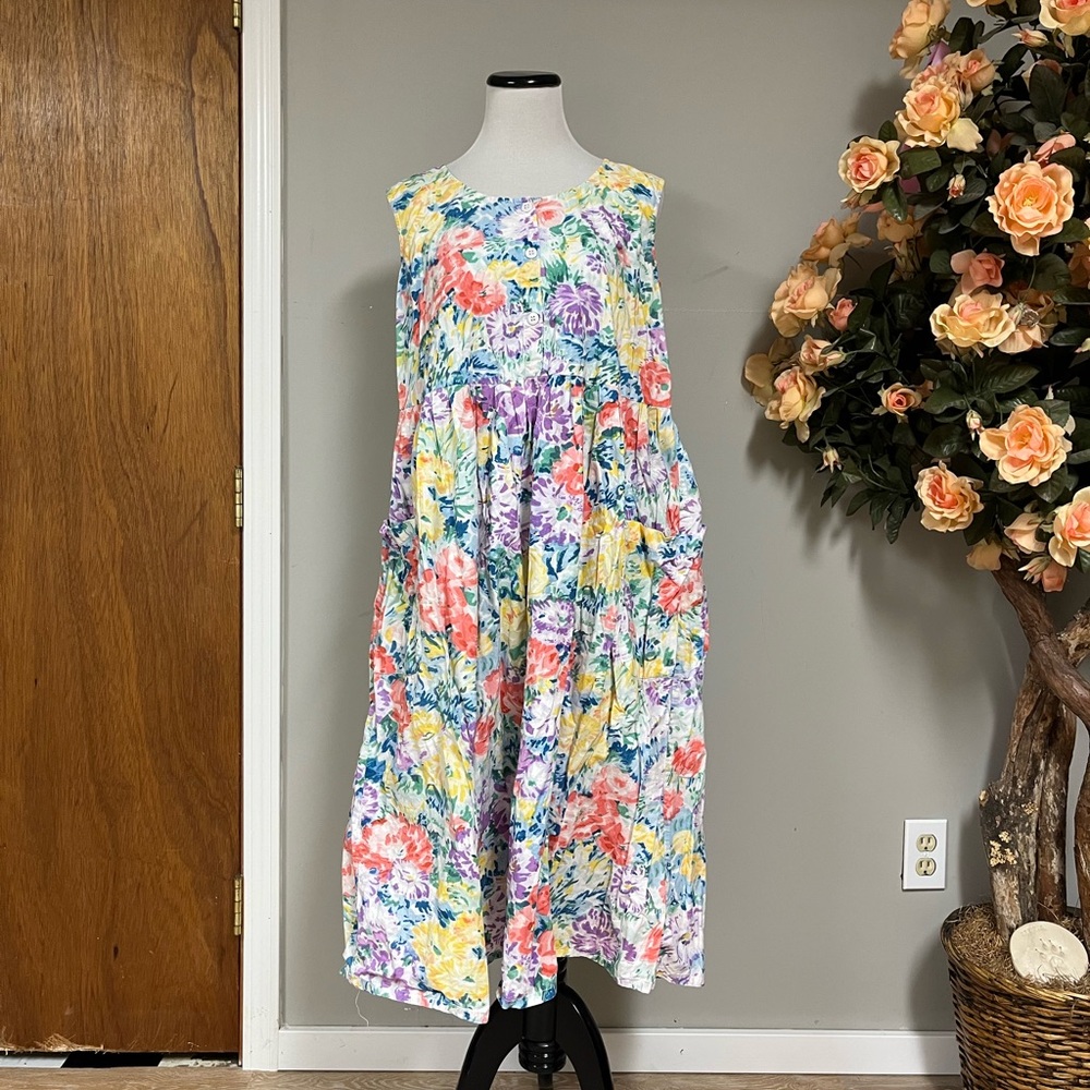 Motherhood Pink and Blue Sleeveless Sundress